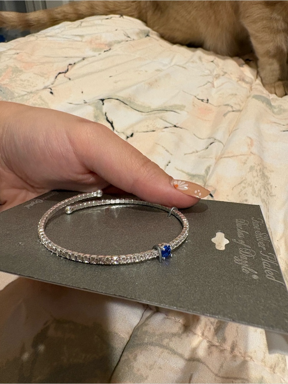 Fine Silver Plated Genuine Crystal Bangle Bracelet Blue Crystal NWT $55